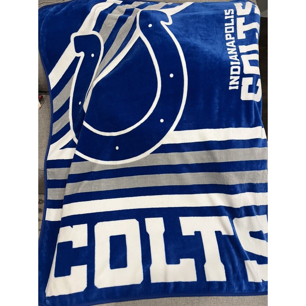 NEW-Indianapolis Colts NFL  Raschel Throw Blanket Super Soft 48"x 60"~NWOT